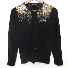 美品 HYSTERIC GLAMOUR ヒステリックグラマー スパンコール コットン ニット カーディガン 0132CD01 サイズF ブラック レディース 古着 中古 USEDのサムネイル
