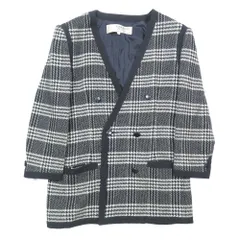 良品 NINA RICCI ニナリッチ ヴィンテージ ウール カシミヤ100% テーラードジャケット ダブル ブレザー アウター 7 ブラック レディース 古着 中古 USEDのサムネイル