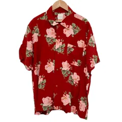 美品 Karl Helmut カールヘルム フラワープリント 半袖 レーヨンシャツ レッド メンズ 古着 中古 USEDのサムネイル