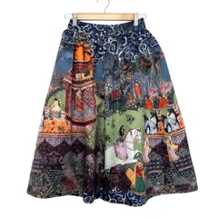 美品 alice + olivia アリスアンドオリビア オリエンタル 転写プリント ひざ丈 フレアスカート 0 マルチカラー レディース 古着 中古 USEDのサムネイル