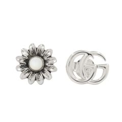 グッチ ピアス ダブルG GG パール フラワー 花 スタッズ シルバー 銀