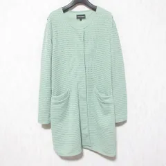 美品 EMPORIO ARMANI エンポリオアルマーニ ノーカラーコート 42 グリーン レディース 古着 中古 USEDのサムネイル