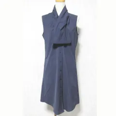 未使用 EMPORIO ARMANI エンポリオアルマーニ ノースリーブ ひざ丈 シャツワンピース 40 ネイビー レディース 古着 中古 USEDのサムネイル