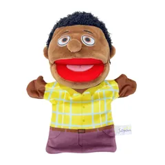 パペット人形 パペットマペット 口が動く 人形劇 一人遊び キャラクター おままごと 演劇 小道具 父さん ダディ ハンドトーク コミュニケーション 児童教育 (黒人お父さん) [黒人お父さん]のサムネイル