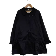 美品 TO BE CHIC トゥービーシック リバーシブル フレア ステンカラーコート 大きいサイズ46 ネイビー ホワイト ブラック レディース 古着 中古 USEDのサムネイル