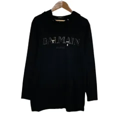 美品 BALMAIN バルマン ロゴプリント プルオーバー フーディ パーカー SH11006 I128 サイズS ブラック メンズ 古着 中古 USEDのサムネイル