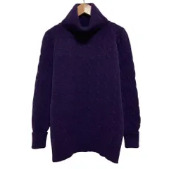 美品 RALPH LAUREN ラルフローレン カシミヤブレンド タートルネック ケーブルニットセーター サイズL パープル レディース 古着 中古 USED