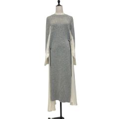 sacai 長袖ドッキングワンピース ニット×スーチング×コットン