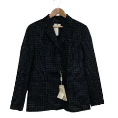 未使用 AIGLE エーグル チェック柄 ウール 3Bジャケット サイズ42 ブラック グレー レディース 古着 中古 USEDのサムネイル