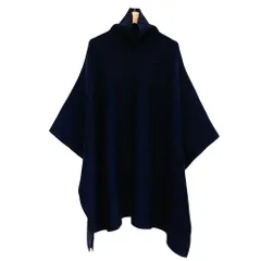 美品 25AW PLST プラステ  ウールコットンブレンド ポンチョ ニットセーター 12-5401022 サイズM ネイビー レディース 古着 中古 USEDのサムネイル