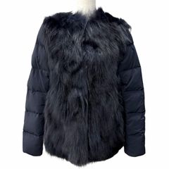 美品 HERNO ダウンジャケット ナイロン ファー ネイビー 12A Sサイズ 