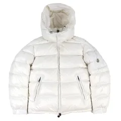 良品△MONCLER モンクレール 2024年製 MAYA マヤ ロゴワッペン フード付 ジップアップ ダウンジャケット ホワイト 1 正規品 メンズのサムネイル