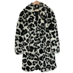 美品 MICHAEL MICHAEL KORS マイケル マイケルコース レオパード柄 エコファーコート XXS ブラック ホワイト レディース 古着 中古 USEDのサムネイル