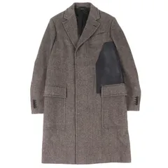 未使用品△HERMES エルメス 23AW 361220H8 ウール100％ レザー使い シングル チェスターコート ブラウン 46 イタリア製 正規品 メンズのサムネイル