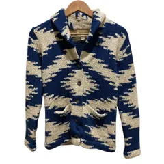 美品 DENIM & SUPPLY デニムアンドサプライ ラルフローレン ネイティブ柄 ショールカラー ニット カーディガン XXS ネイビー レディース 古着 中古 USEDのサムネイル
