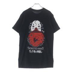 VINTAGE (빈티지) 00s Studio Ghibli Spirited Away 스튜디오 지브리 천과 치히로의 은폐 전면 프린트 반소매 T 셔츠 컷 소 블랙