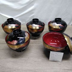金沢漆器 箔一オリジナル 金彩 蓋付き椀 手毬椀5客セット未使用 - メルカリ