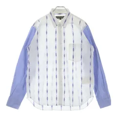 COMME des GARCONS HOMME DEUX (コムデギャルソン オムドゥ) 23SS AD2022 袖切替 ドットデザイン 長袖コットンシャツ ホワイト/ブルー DK-B038のサムネイル