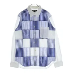 COMME des GARCONS HOMME DEUX (コムデギャルソン オムドゥ) 23SS AD2022 フロントストライプパッチワーク加工 長袖コットンシャツ ホワイト/ブルー DK-B022のサムネイル