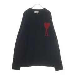 ami paris (アミパリス) ハートAロゴ クルーネックウールニット セーター ブラック UKS0002.018のサムネイル