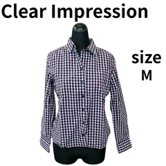 CLEAR IMPRESSION クリアインプレッション チェックシャツ 長袖 M レッド ネイビーのサムネイル