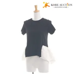■ YOKO CHAN ヨーコチャン ブラウス カットソー 半袖シャツ トップス バックギャザー フリル 日本製 レディース 36(S相当) 白黒のサムネイル