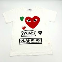 希少デザイン　コムデギャルソン 3色刺繍ハート デカロゴ Tシャツ　S 白 希少デザイン コムデギャルソン 3色刺繍ハート デカロゴ Tシャツ S 白