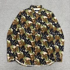 極美品】トムフォード 花柄 長袖シャツ 総柄 イタリア製 41 カーキL