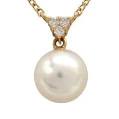 田崎真珠 タサキ TASAKI 7.5mm パール 真珠 ダイヤモンド ダイヤ 0.04ct ネックレス ペンダント K18 750 イエローゴールド ホワイト 3Pダイヤ ジュエリー スウィング ドロップ 5039のサムネイル