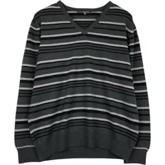 古着 ピエールカルダン Pierre Cardin ボーダー柄 Vネック アクリル×ウールニットセーター メンズL相当/eaa660001のサムネイル
