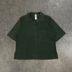 日本製 MHL. MARGARET HOWELL HIGH TWISTED COTTON POPLIN マーガレットハウエル コットンポプリン 半袖シャツ オープンカラー 開襟 ポケット 無地 グリーン フェード レディース 595-1152504のサムネイル