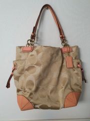 美品 COACH Y2K シグネチャー柄 肩がけバッグ サーモンピンクベージュ 