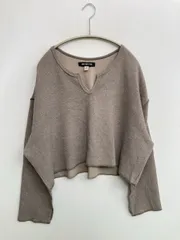 URBAN OUTFITTERS アーバンアウトフィッターズ ニット/セーター L ベージュ 無地 ニット ショート丈 Vネック ヘンリーネック 長袖 レディースのサムネイル