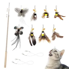 【数量限定】昆虫 蝶々 ねこ玩具 猫じゃらし 大飛ぶ虫 おもちゃ ８個 猫 釣り竿付き SONGWAYのサムネイル