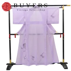 【中古】 訪問着・付下 絽 化学繊維 着丈約155cm 裄丈約63cm 紫 夏物 琵琶 鼓 和装 呉服 和服 きもの レディース 女性のサムネイル