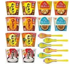 訳あり (箱へこみ)日清食品 カップメシ + ゆるキャン コラボ スプーン6種付きセット(12食入) 【北海道/沖縄/離島発送不可】のサムネイル