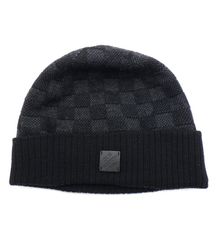 LOUIS VUITTON カシミヤ100% ダミエ ボネ ヘルシンキ ニット帽 - メルカリ