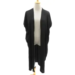 オズモーシス osmosis カーディガン ロング丈 半袖 前開き ONE 黒 ブラック /YK30 のサムネイル