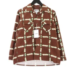 未使用 BOW WOW バウワウ NAVAJO PRINT FLANNEL SHIRT BW252-NPFS 長袖シャツ オープンカラー 開襟  プリントネル ブラウン S  99001100のサムネイル