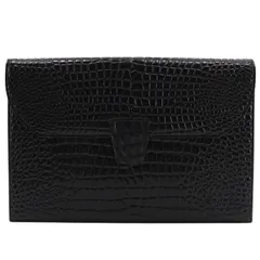 【YVES SAINT LAURENT】イヴ・サンローラン クラッチ 型押しレザー 黒 ユニセックス クラッチバッグのサムネイル