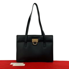 美品　フェラガモ サフィアーノレザー トートバッグ ガンチーニ　金具　黒 極 美品 Salvatore Ferragamo サルヴァトーレフェラガモ ヴィンテージ
