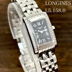 【稼働/純正ブレス】LONGINES/ロンジン Dolce Vita/ドルチェビータ 腕時計 クォーツ 28P レクタンギュラー ダイヤベゼル ローマンインデックス ブラック文字盤 シルバー レディースのサムネイル
