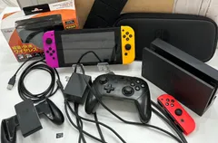 【加】Nintendo Switch 本体 ドック Joy-Con Pro-Con SDカード ACアダプター HDMI クリップ ケース おまけ付 任天堂 スイッチ ネオンパープル オレンジ レッド コントローラー 初期 稼働 ジャンク【8152SS】F15のサムネイル