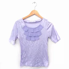 エスプリミュール ESPRITMUR Tシャツ カットソー フリル ボートネック 半袖 綿混 L パープル 紫 /FT34のサムネイル