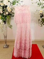 貸衣装処分品　パーティドレス　ゲストドレスゲストドレスピンク　ロングドレス　ルファンスのサムネイル