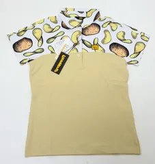 【新品】LOUDMOUTH ラウドマウス 半袖 総柄 切替 ポロシャツ レディース ゴルフ L ベージュ系のサムネイル