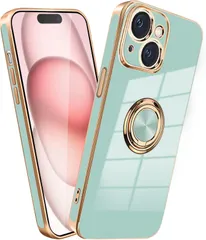 295L1633 iPhone 15用 リング付き スマホケース (ライトシアン)のサムネイル