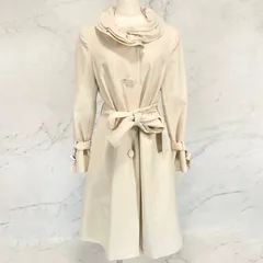 M'S GRACY　エムズグレイシー　スプリングコート　ベルテッド　フリル襟　裏地　プリントロゴ　くるみボタン　ポリエステル　綿　日本製　アイボリー　38サイズのサムネイル