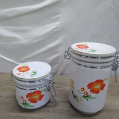昭和レトロ Noritakeノリタケ キッチン用品 ノベリティ商品 陶器製 保存容器 密閉キャニスター 大．小 ２ケセット 長期間保管品 Y594のサムネイル