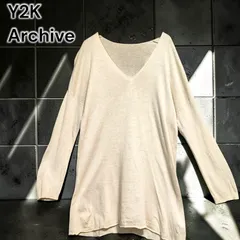 00s URBAN RESEARCH Y2K Archive Knit Sheer アーバンリサーチ サマー ニット セーター シアー チュニック 生成り 麻混 リネン レーヨン 薄手 透け感 ドロップショルダー ルーズ グランジ レディース Lサイズ相当のサムネイル